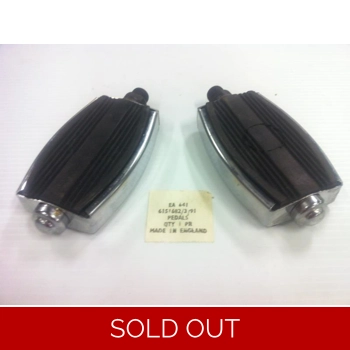 Sturmey Archer Vintage Chrome Rubber Pedals EA 641 - NOS